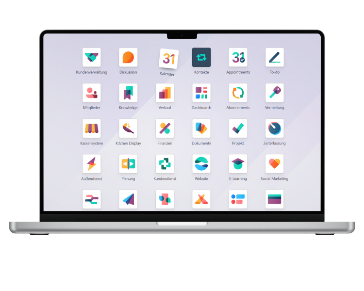 Portátil con aplicaciones Odoo 19